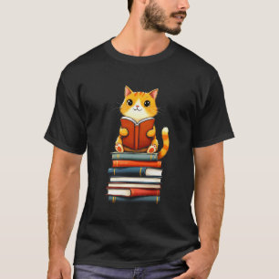Schattige kat leest boeken liefhebber huisdier lie t-shirt