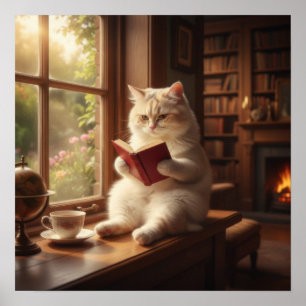 Schattige Kat Leest Poster