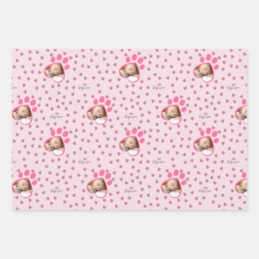 Schattige Kat Liefde Drie Custom Cat Foto's Inpakpapier Vel (Voorkant)