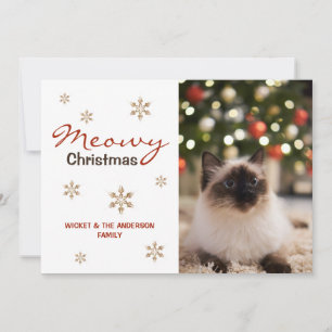 Schattige Kat Meowy Kerst Foto Feestdagenkaart