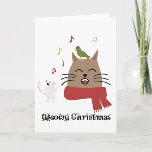 Schattige Kat Meowy Kerstmis Feestdagen Kaart (Voorkant)