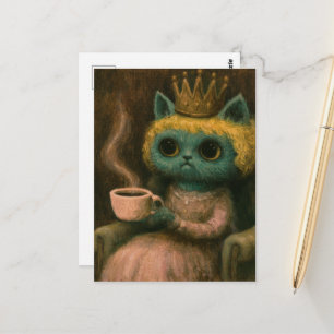 Schattige kat met een koffie briefkaart