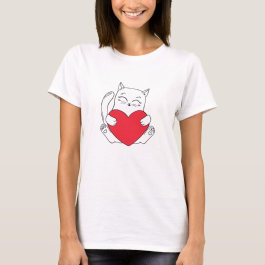 Schattige kat met hart t-shirt (Voorkant)