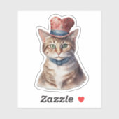 Schattige kat met hoed - Valentijnsticker Sticker (Vel)
