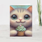 Schattige Kat met Katnip Cupcake Alle Gelegenheden Kaart (Voorkant)