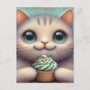 Schattige Kat met Katnip Cupcake Briefkaart