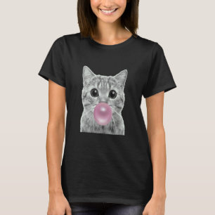 Schattige kat met kauwgom bubbel kat kauwt kauwgo t-shirt