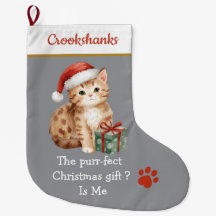 Schattige kat met kerstmuts Kerstsok - Grappig
