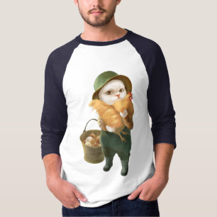 Schattige kat met kip op Boerderij T-shirt