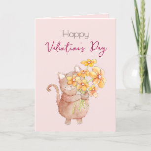 Schattige kat met liefde Valentijnsdag vakantiekaa Feestdagen Kaart