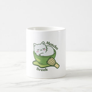 Schattige kat met matcha drank koffiemok