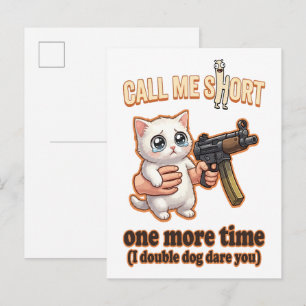 Schattige Kat Met Pistool Grappige Korte Meme Briefkaart