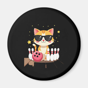 Schattige Kat Met Zonnebril Kat Speelt Bowling Voo Magneet
