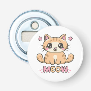 schattige kat miauw button flesopener
