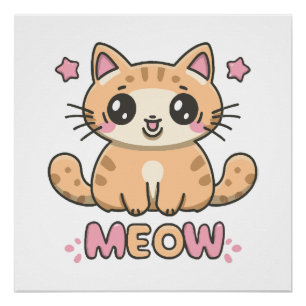 schattige kat miauw perfect poster