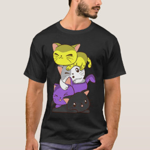 Schattige Kat Nonbinary Vlag LGBTQ Non Binair Prid T-shirt