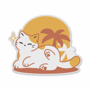 Schattige kat ontspannen in de zon - zomerhuisdier sticker