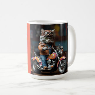 Schattige kat op motorfiets koffie Mok