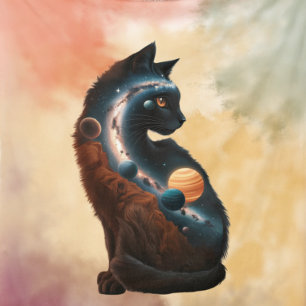 Schattige Kat & Planeten, Leuke Dieren, Waterverf, Fleece Deken
