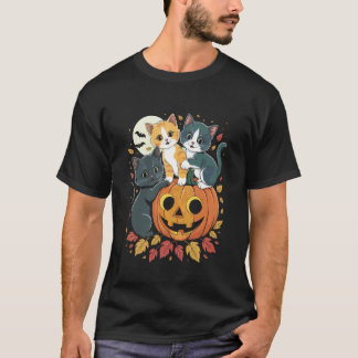 Schattige Kat Pompoen Halloween Griezelig Seizoen  T-shirt