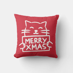 Schattige Kat Prettig Kerstfeest Kussen