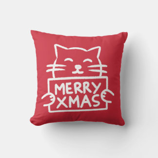 Schattige Kat Prettig Kerstfeest Kussen