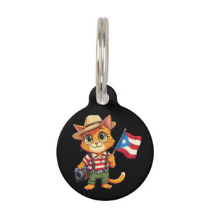 Schattige Kat Puerto Ricaanse Vlag Boricua Hispani Huisdierpenning