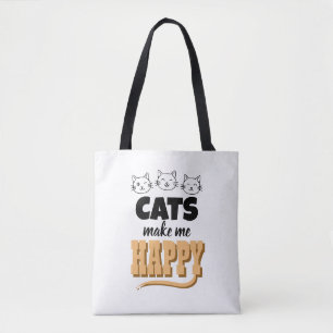 Schattige kat quote typografie Minimalistische kat Draagtas