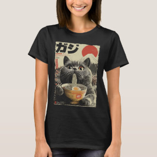 Schattige Kat Ramen Esthetische Japanse Ukiyo-e Fu T-shirt