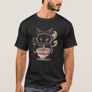 Schattige Kat & Ramen Noedels Grappige Katten Anim T-shirt