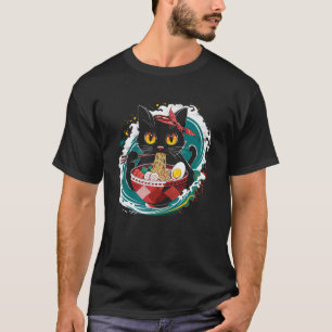 Schattige Kat & Ramen Noedels Katten Grap Kawaii K T-shirt
