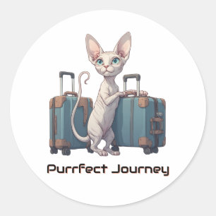 Schattige Kat Reiziger – Cadeau voor Kat Liefhebbe Ronde Sticker