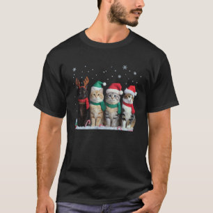Schattige Kat Rendier Licht Kerstmis Kat Grappige  T-shirt