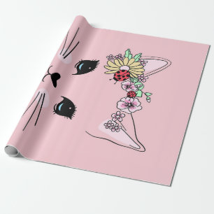 Schattige kat   Roze Schattige Meow Cat Deken Cadeaupapier