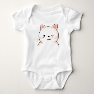 Schattige kat snorharen Knipoog Witte kat huisdier Romper