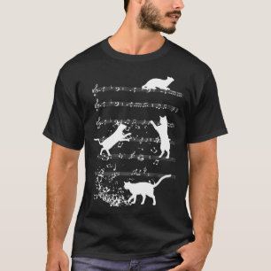 Schattige Kat Speelt Muzieknoten Jazz Dag Jazz Mu T-shirt