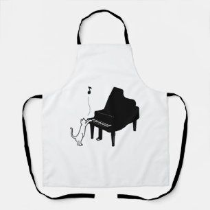 Schattige Kat Speelt Piano Grappige Muzikant Kunst Schort