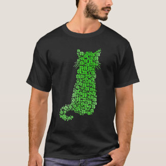 Schattige Kat St. Patrick's Day Klaver Gelukskat M T-shirt
