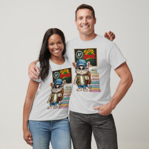 Schattige kat terug naar school ontwerp t-shirt