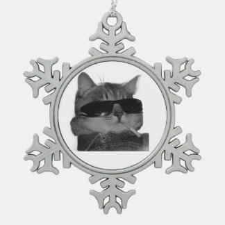 schattige kat tin sneeuwvlok ornament