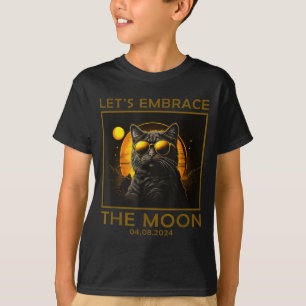 Schattige Kat Totale Zonsverduistering Omhelzing T-shirt