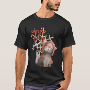Schattige kat trui weer muts sneeuwvlok winter t-shirt