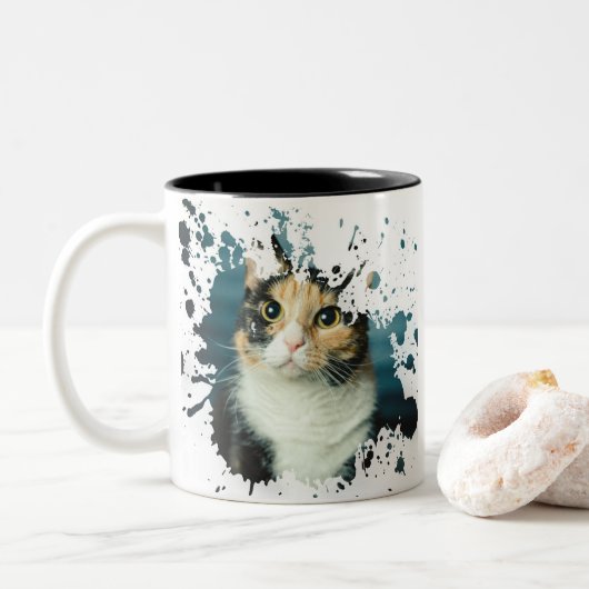 Schattige kat tweekleurige koffiemok (Met donut)