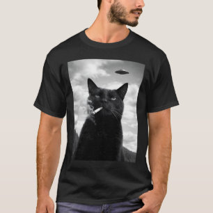 Schattige Kat Ufo Meme Selfie Alien T-shirt