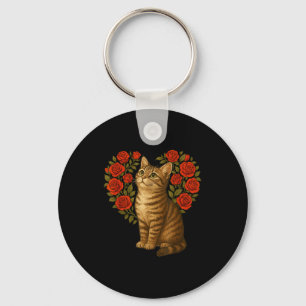 Schattige kat Valentijn bloemhart grappige kat lie Sleutelhanger