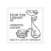 Schattige Kat Van de Bibliotheek Van Rubberstempel (Afrduk)