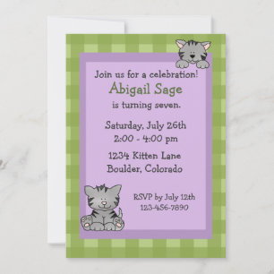 Schattige Kat verjaardagsuitnodiging voor meisjes Kaart