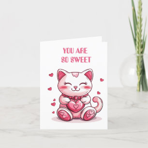 schattige kat verliefd met roze hart feestdagen kaart