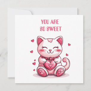 schattige kat verliefd met roze hart feestdagenkaart