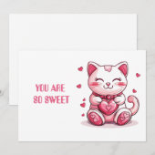 schattige kat verliefd met roze hart feestdagenkaart (Voorkant / Achterkant)